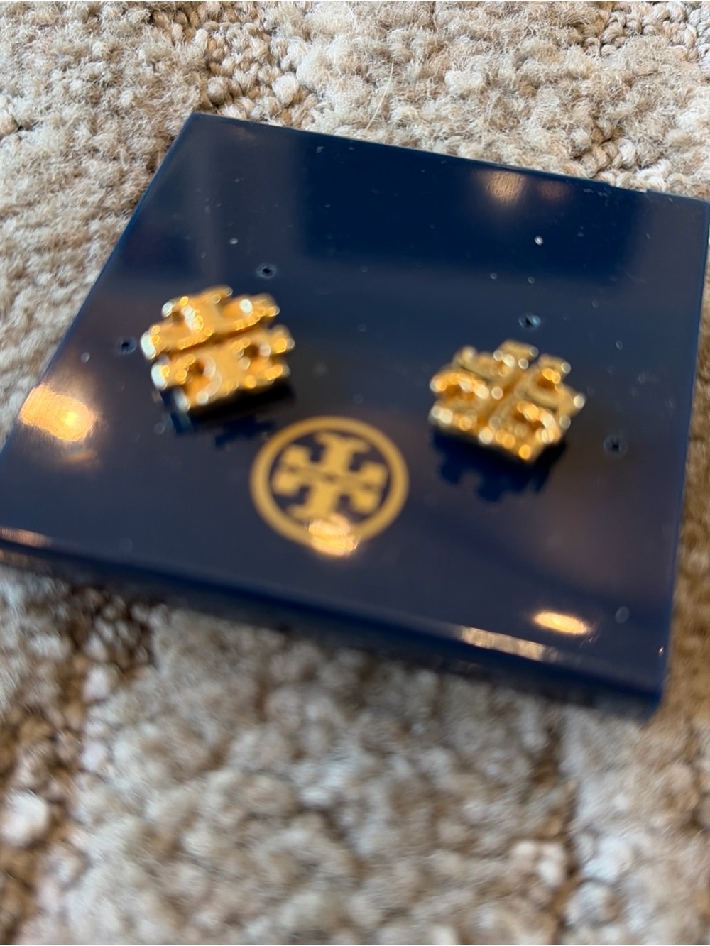 Tory Burch Gold T-Logo Stud Earrings - Picture 3 of 8